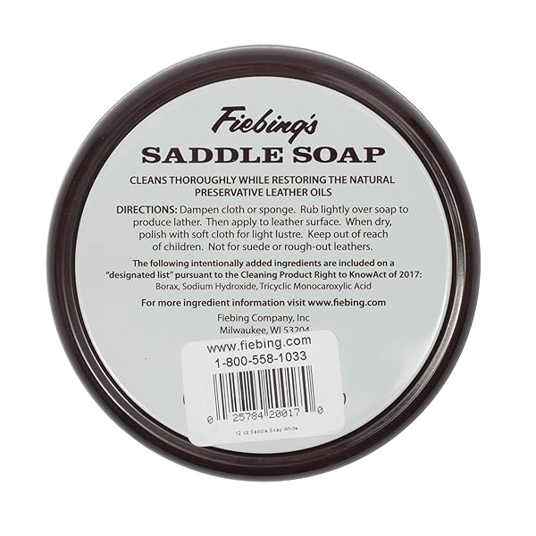 FIEBING’S WHITE SADDLE SOAP FOR LEATHER (12 OZ TIN) – LEATHER CLEANER & CONDITIONER TO SOFTEN, PROTECT & RESTORE LEATHERCRAFT – LEATHER SOAP FOR CAR SEAT, COUCH, SHOE, PURSE, BOOT, BAG, & SADDLES