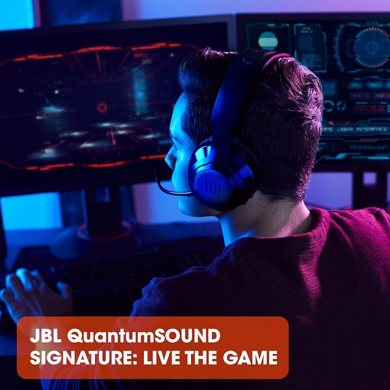 Quantum 350 – Casque gaming avec micro détachable – Boutons de contrôles – Connexion USB – Son signature JBL – Compatible avec PC, Windows, Mac, PS4, Nintendo Switch