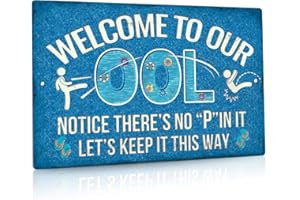 Putuo Decor Pool Sign, Indoor/Outdoor Swimming Pool Decorations, 12x8 Inches Aluminum Metal Sign - Welcome to Our Pool