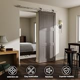 CCJH 6FT Sliding Barn Door Track Kit Internal Stainless Steel Hardware System view 9
