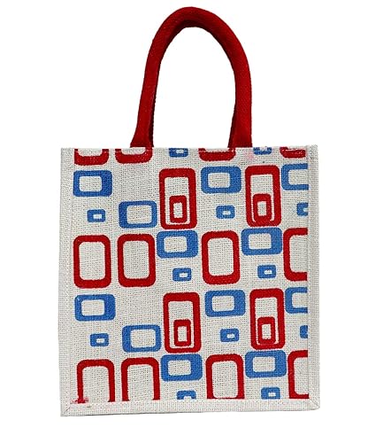 Bag End Multipurpose Unisex Jute Lunch Bag (Designer-White) (10 * 5 * 10 inches)