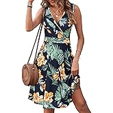 GUBERRY Womens Wrap V Neck Sleeveless Sundress Summer Flare Tank Dress with Pockets …