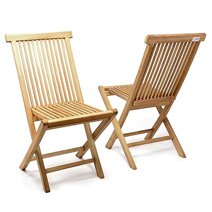 DIVERO 2er-Set Klappstuhl Teakstuhl Gartenstuhl Teak Holz Stuhl für Terrasse Balkon Wintergarten witterungsbeständig behandel