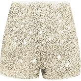 WELAKEN Girls Sequin Shorts Kids Sparkly High Waist Elastic Glitter Party Dance Shorts with