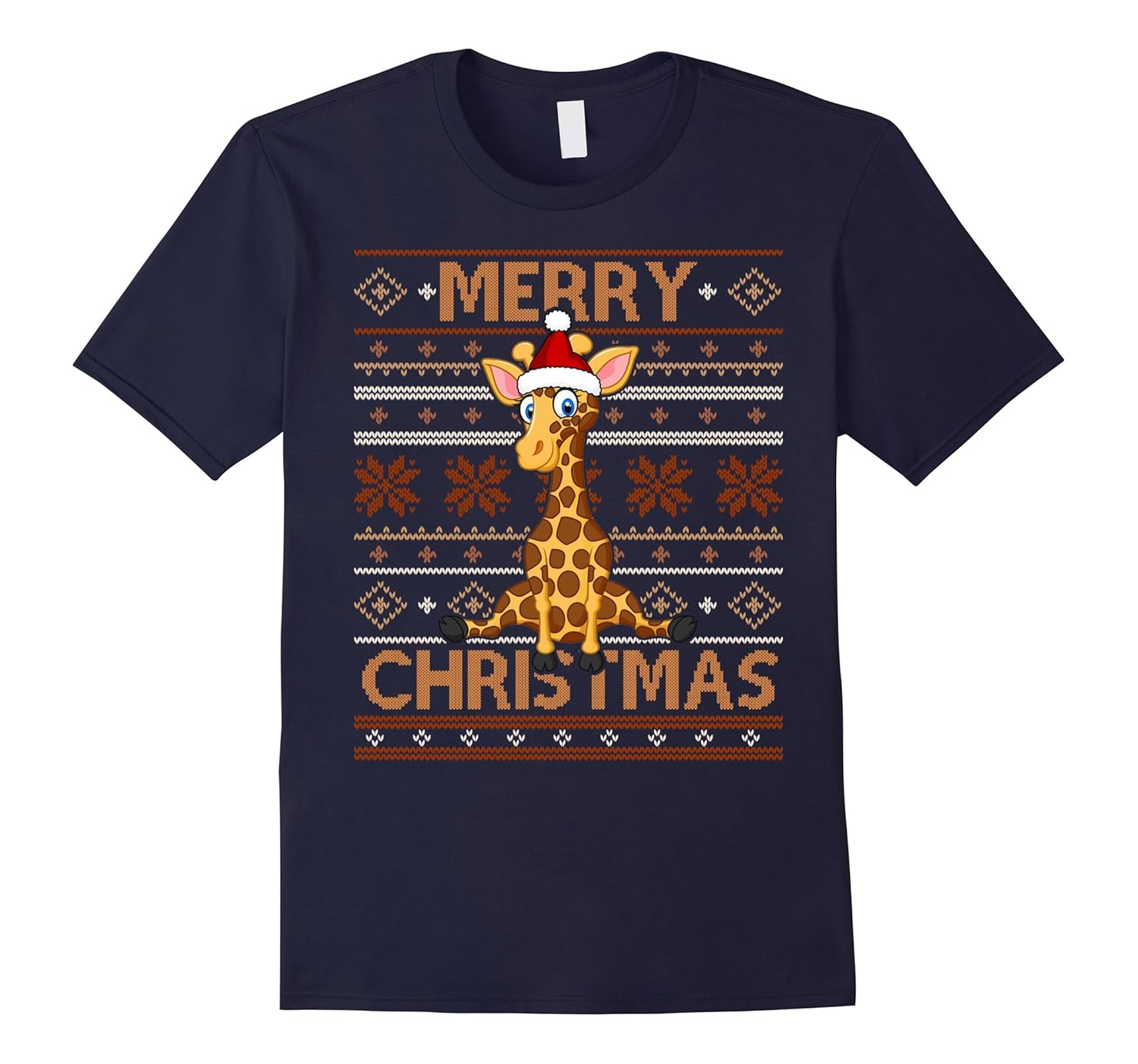 Santa Giraffe Merry Christmas T-shirt Giraffe Lovers-ANZ