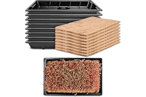 WARMFARM Pack 8 Seed Sprouter Tray with Plant Hemp Fiber Grow Mat,Microgreens Growing Kit for Seedling Wheatgrass Hydroponic,Wheatgrass Sprouting Tray, Greenhouse Seed Starter Trays (8 Pack)