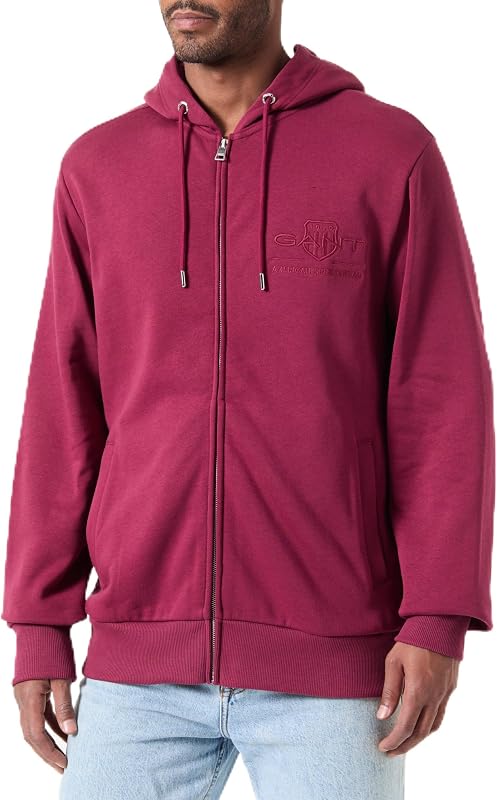Sudadera con Capucha REG Tonal Shield Full Zip, Vino Rico, XXXL