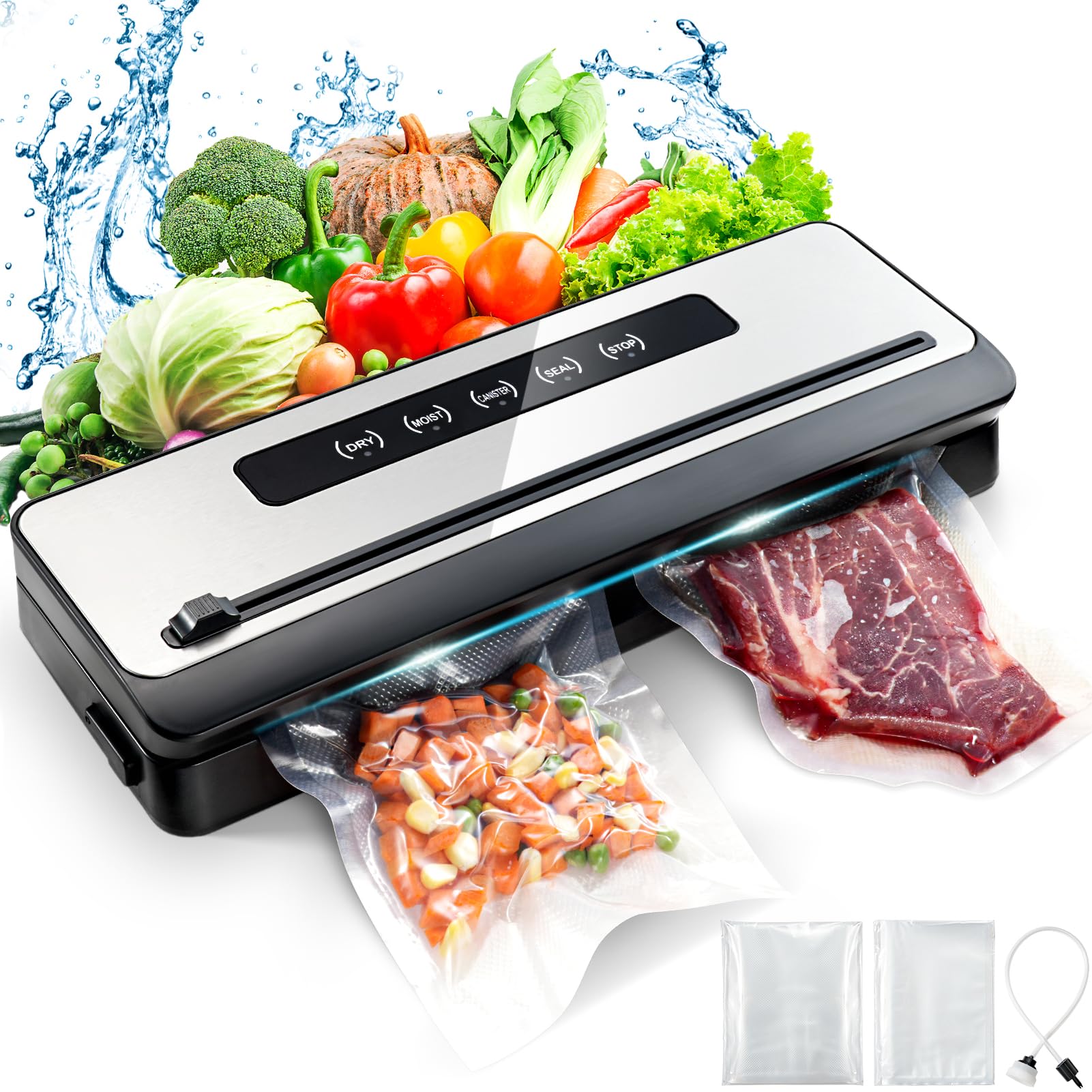 Photo 1 of 2025 Upgrade Vacuum Sealer for Food, 5 Fast Modes Food Saver Vacuum Sealer Machine with 20 Vacuum Sealer Bags, Bulit-in Cutter & Vacuum Hose for Food Saver