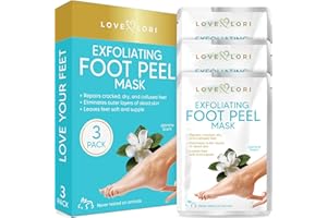 LOVE, LORI Foot Peeling Mask (3 Pack) - Baby Feet Foot Peel Mask - Foot Mask for Dry Cracked Feet - Foot Mask Socks for Rough Cracked Heels & Callus - Self Care Gifts for Women & Men - Spa Gifts