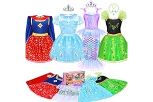 STOPKLAS Princess Dress Up Clothes for Little Girls, 16 PCS Princess Toddler Dress Up Costumes, Kids' Dress Up Pretend Play Toys Gifts for Toddlers, Mermaid Costume Set with Accessories for Girls 3 4 5 6