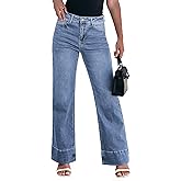 luvamia Wide Leg Jeans for Women High Waisted Flare Trendy Stretchy Denim Pants Baggy Classic Trouser Jeans with Pockets