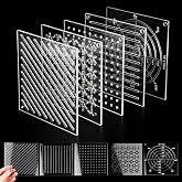 5 Pcs Acrylic Sashiko Stencil, 4.7 Inch Sashiko Embroidery Templates | with Dots Lines Arcs Slashes Cross Patterns, Quilting Stencils for Hand Sewing Craft (2.5mm Thick)