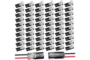 Quick Connect Wire Connectors, 60PCS Wire Quick Connectors, 2 Pin Low Voltage Double Plug in Connector 12V for LED Strips, Po