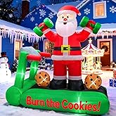 7FT Christmas Inflatable Santa Decorations, Santa on Treadmill with Dumbbells, Funny Fitness Santa Outdoor Blow Up Yard Decoration with Built-in LED Lights for Holiday Garden, Lawn, Patio