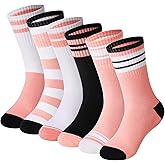 Eyean Girls Socks Little Kids Crew Cotton Youth Breathable Cute Dress Socks 6 Pairs