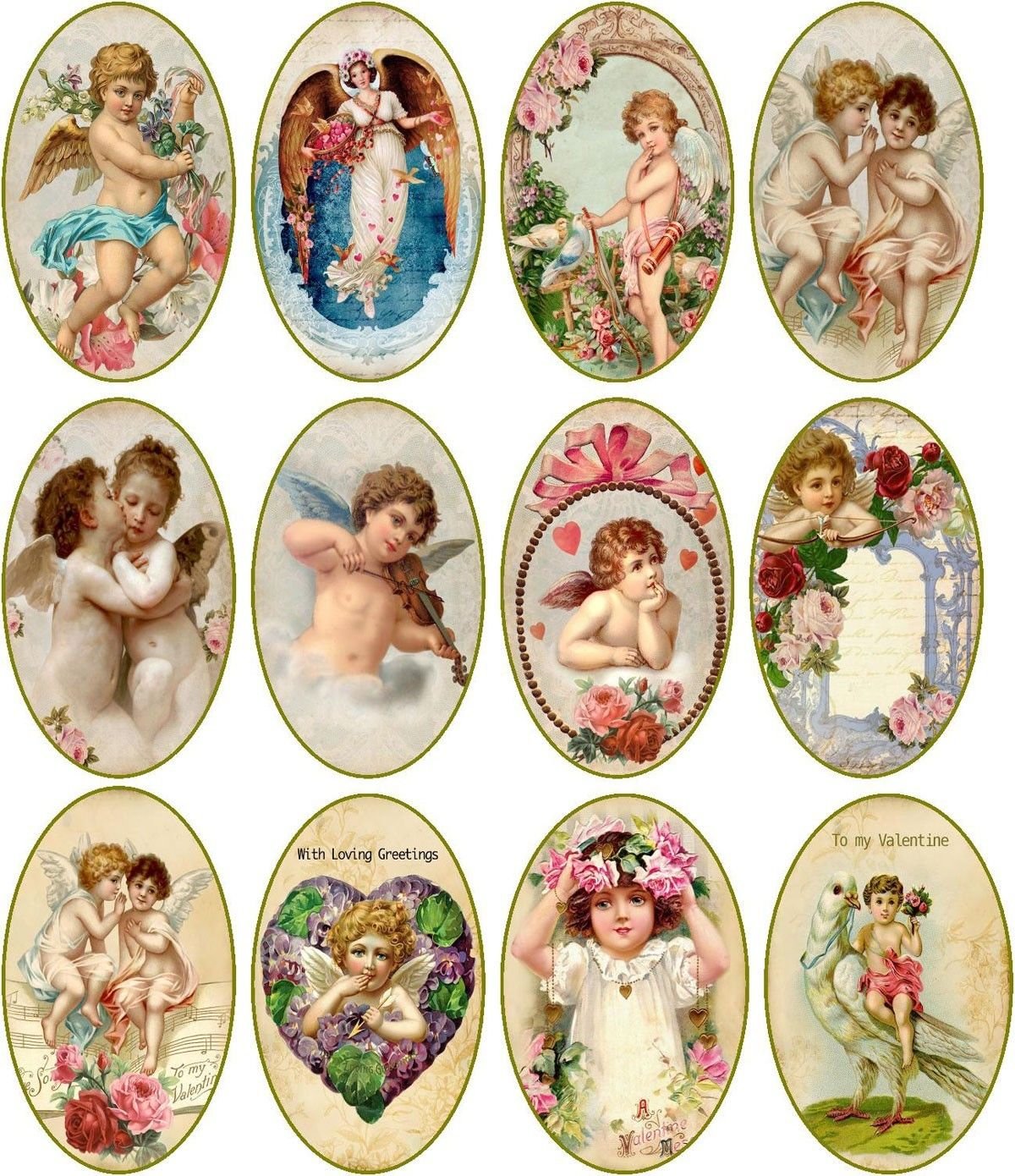 Amazon.com: Vintage inspired 12 large oval labels stickers glossy laminated cut ready to use ...