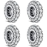 KEQ 925 Silver Spacer Stopper Bead Charms Clearance for Pandora Bracelets Birthstone CZ Always Stopper Mother's Day Jewelry Christmas Gifts for Mom Grandmom Granddaughter Wife Sisters Friends