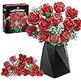 Rose Flowers Bouquet Building Set, 960PCS Roses Artificial Flowers Botanical Collection for Dinner Table Home Decor, Valentines Day Gifts for Her Him Valentines Birthday Flower Decorations
