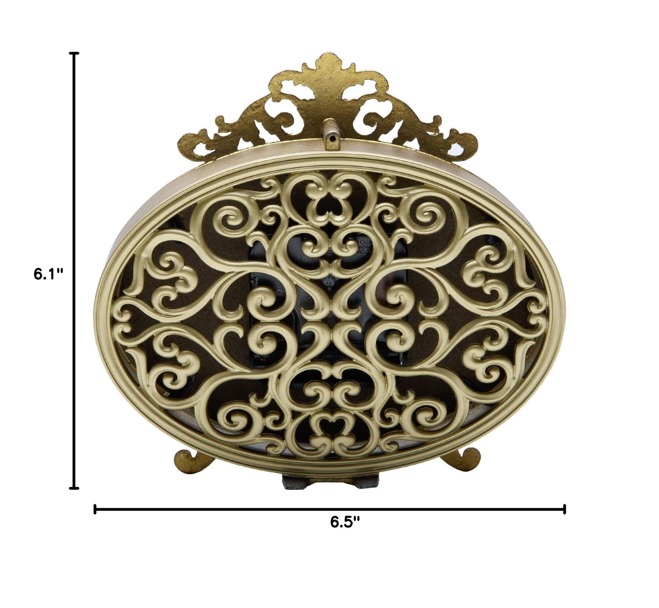 NIKKY HOME Vintage Table Clock, French Turquoise Color Rococo Style Desk Clock Battery Operated Rustic Design, Home Décor for Living Room, Bedroom, Bedside, Desk, Gift Clock - Gold