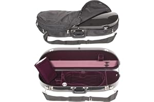 Bobelock 1047FV Black Fiberglass 4/4 Violin Case with Wine Velvet Interior and Protective Bag