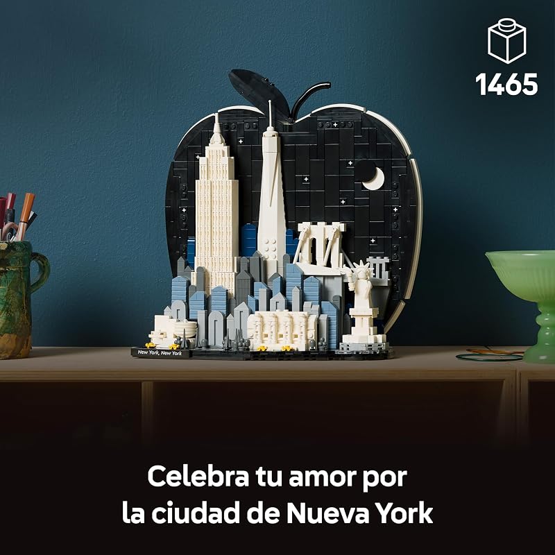 Arquitetura Nova Iorque: A Big Apple – Modelo em miniatura – Decoração de estante com Estátua da Liberdade e Empire State Building – Presente para Amantes de Viagens – 21066