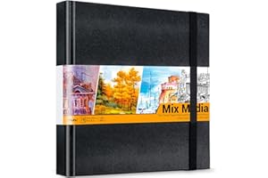 Mix Media Sketchbook, Ohuhu 8.3"×8.3" Watercolour Sketchbook for Wet or Dry Media, 120 LB/200 GSM Heavyweight Mixed Media Art