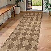Lahome Checkered Easy Runner Rug, 2x8 Carpet Runners for Hallway 8ft Non Slip Washable Rug for Entryway Indoor, Checkerboard Nature Indoor Outdoor Carpet for Entry Laundry.