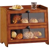 BAMBANG Bread Box for Kitchen Countertop, Extra Large Bamboo Bread Storage Container for Homemade Bread, Double Layer Sourdough Breadox, Bread Bin Organizer for Counter Cabinet Pantry, Brown