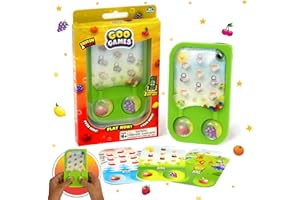 SKY CASTLE GooGames, Hand-Held Water Games with Floating Treasures, Sensory Fidget Game Adventures, Non-Toxic, No-Mess, Mesmerizing Glitter Fun, 3 Game Cards Included, Refillable, Perfect Travel Toy! (Fruits)