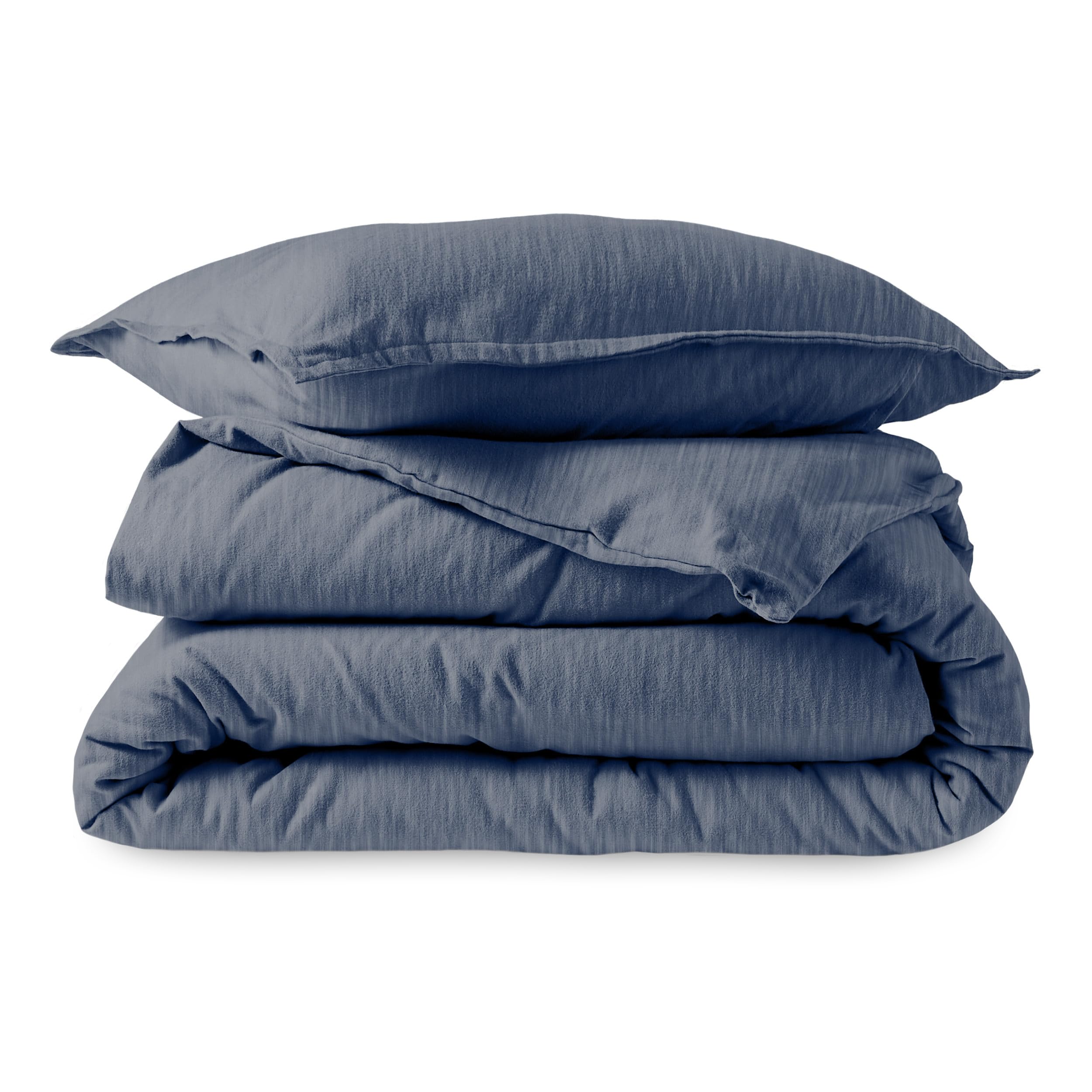 bare home flannel duvet cover set (twin/twin xl, heather indigo)