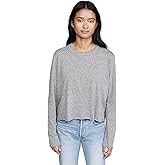 THE GREAT. Women's The Long Sleeve Crop Tee, Heather Grey, S
