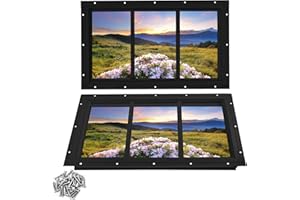 Ktondic Shed Window 2 Pack 10"X18" Black Transom Window Fixed Design,Flush Mount Household Windows with Tempered Glass and Srews for Shed,Chicken Coop,Barns,Playhouse and Garage