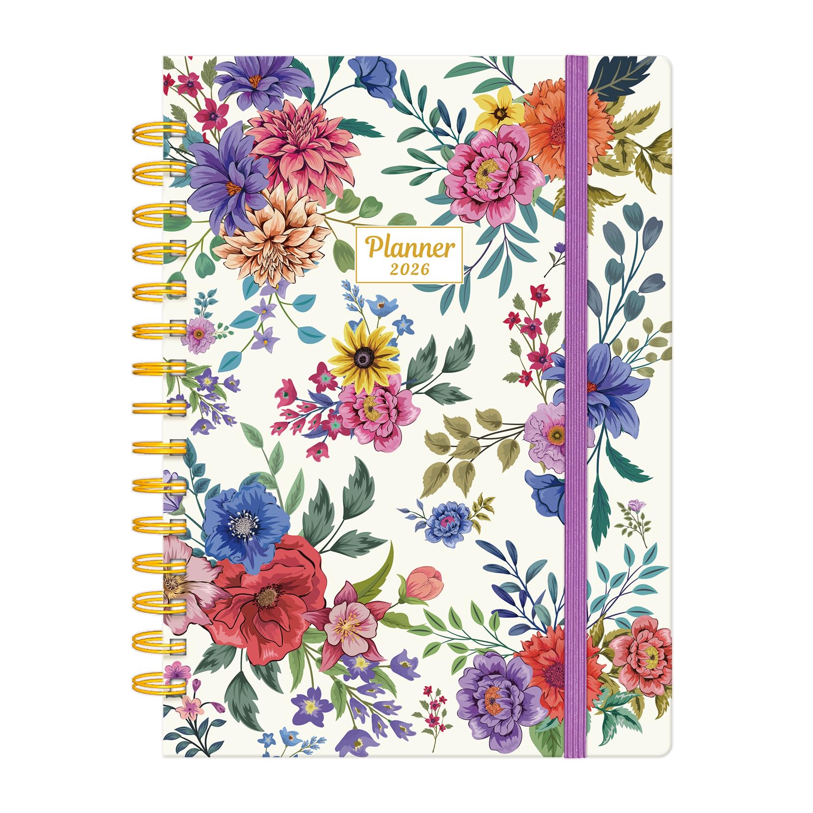 Photo 1 of 2026 Planner, Weekly and Monthly Planner,Jan.2026-Dec.2026 Calendar Planner for Women, AIMPEAK Hard Cover Planner with Monthly Tabs,Inner Pocket, White Floral, 8.5"x6"