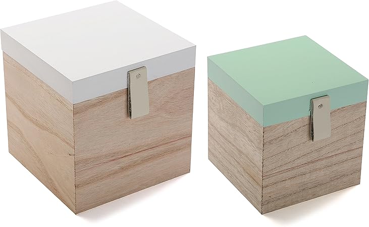 Versa Caja, Madera, Marrón, 18x18x18.50 cm, 2 Unidades: Amazon.es: Hogar