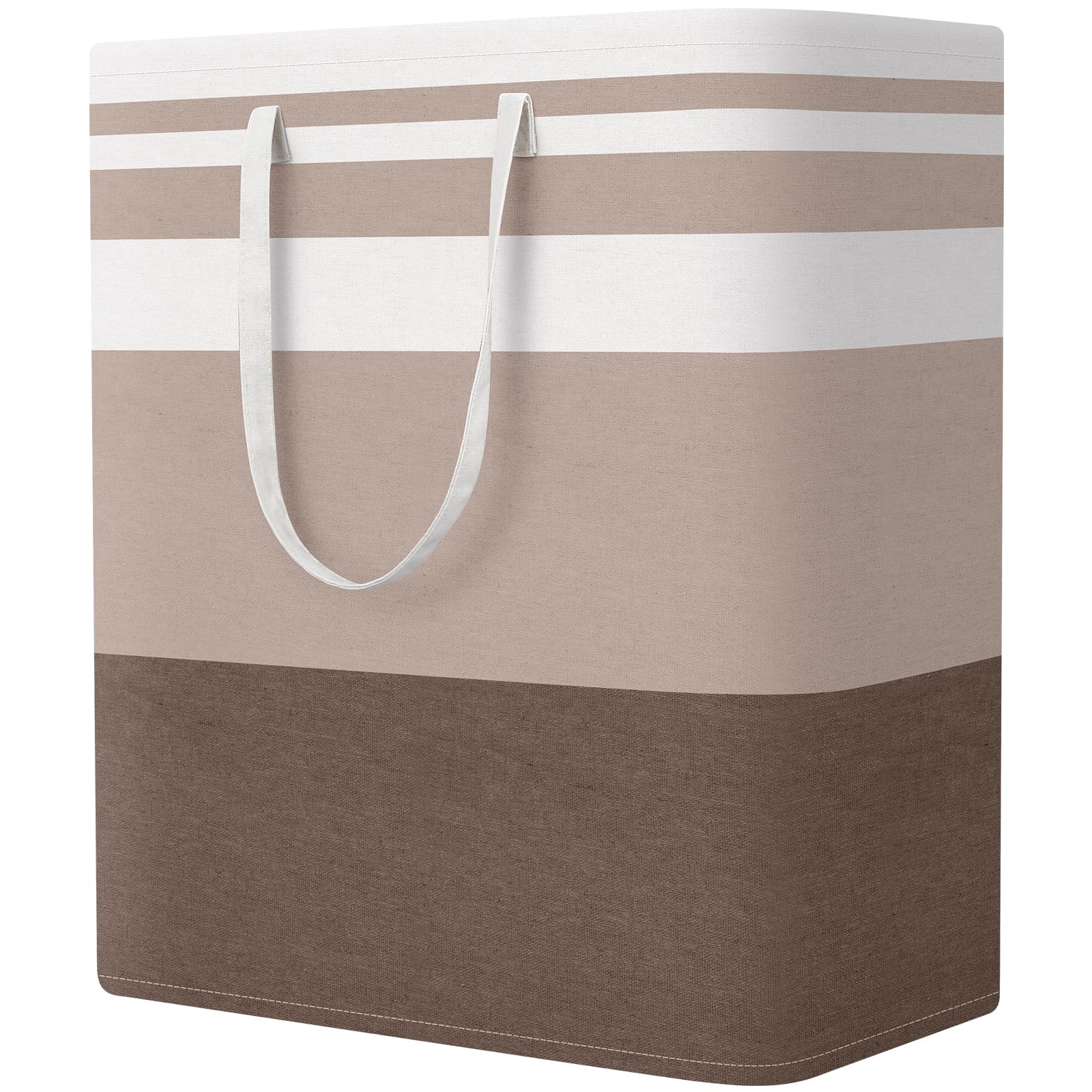 StorageRight Large Collapsible Laundry Basket Hamper with Easy Carry Handles，Freestanding Clothes Hampers for Laundry, Bedroom, Dorm, Towels, Toys, 100L, Khaki