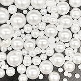 Dowarm 1000 Pieces Flatback Half Pearls, Flat Backed Round Half Pearls for Crafts Jewelry, Mixed Size 4MM 6MM 8MM 10MM 12MM 14MM (White)