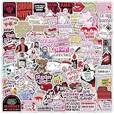110PCS Funny Horror Stickers, Pink Halloween Sticker for Girl Boy, Scary Cute Vinyl Waterproof Horror Decals for Water Bottle Laptop Phone Skateboard Journal Luggage