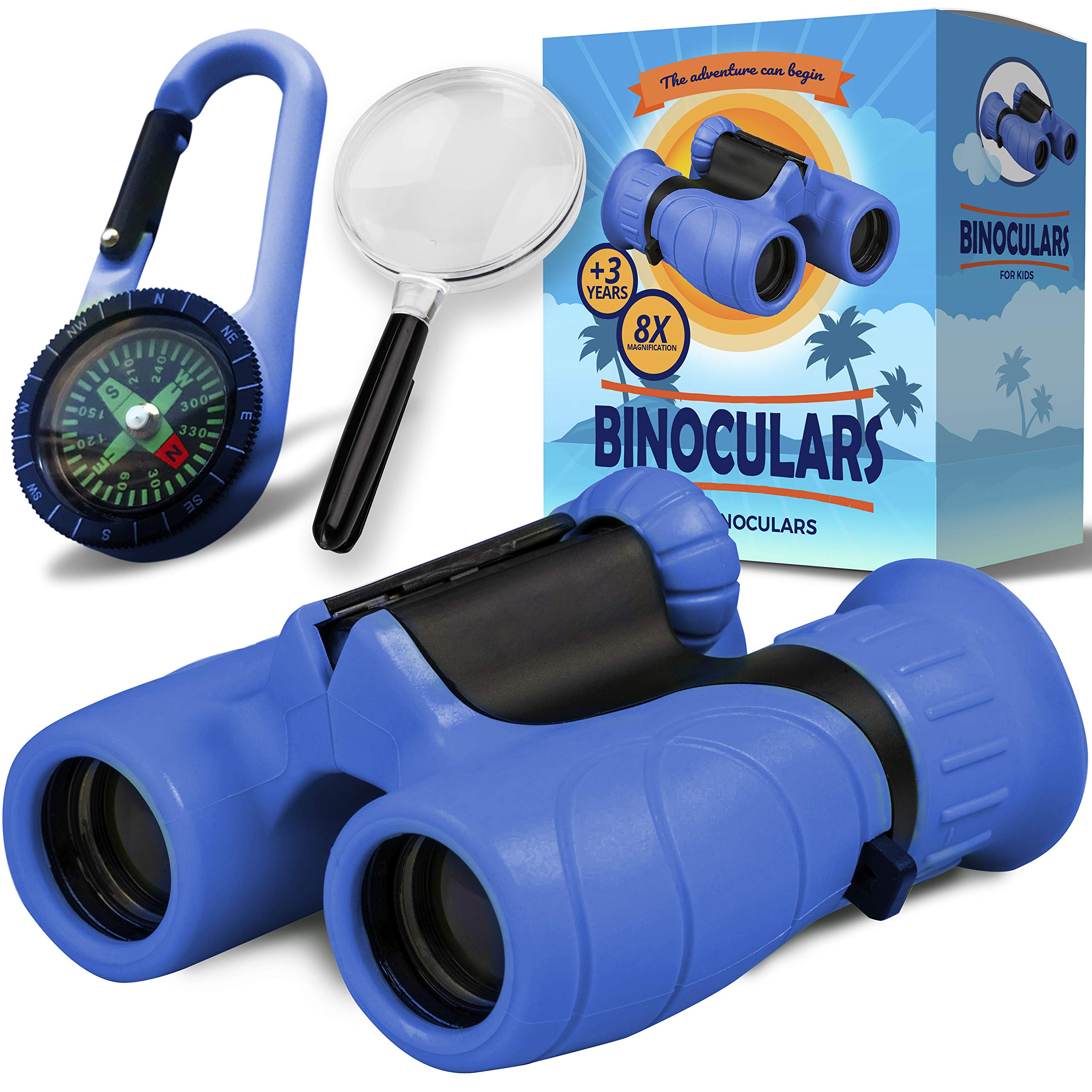 Promora Binoculars for Kids, Set with Magnifying Glass & Compass Purple - Easter Toys, Kids Binoculars for 3-12 Years Boys and Girls for Toddler, Eastergift