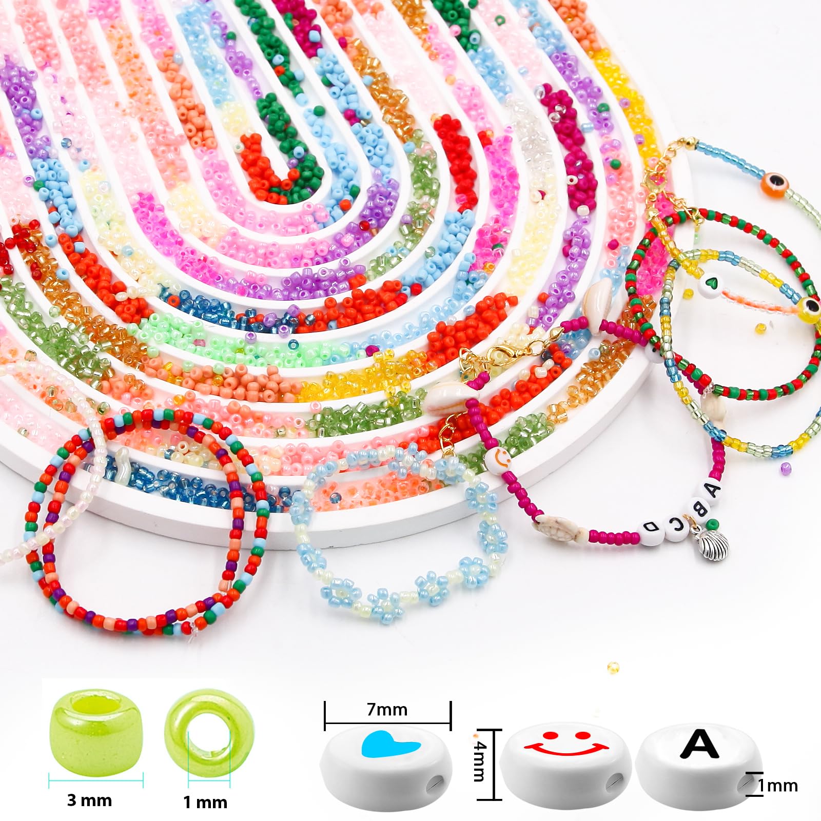 EuTengHao 13200Pcs Glass Seed Beads Small Craft Beads Small Beads for DIY Bracelet Necklaces Crafting Jewelry Making Supplies with Jewelry Findings (3mm, 550 Per Color, 24 Colors)