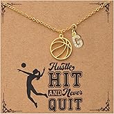 JINYRSOC Basketball Necklace for Women for Teen Girls A-Z Custom Name Pendant Necklace Gifts for Basketball Team Players Coaches Fans