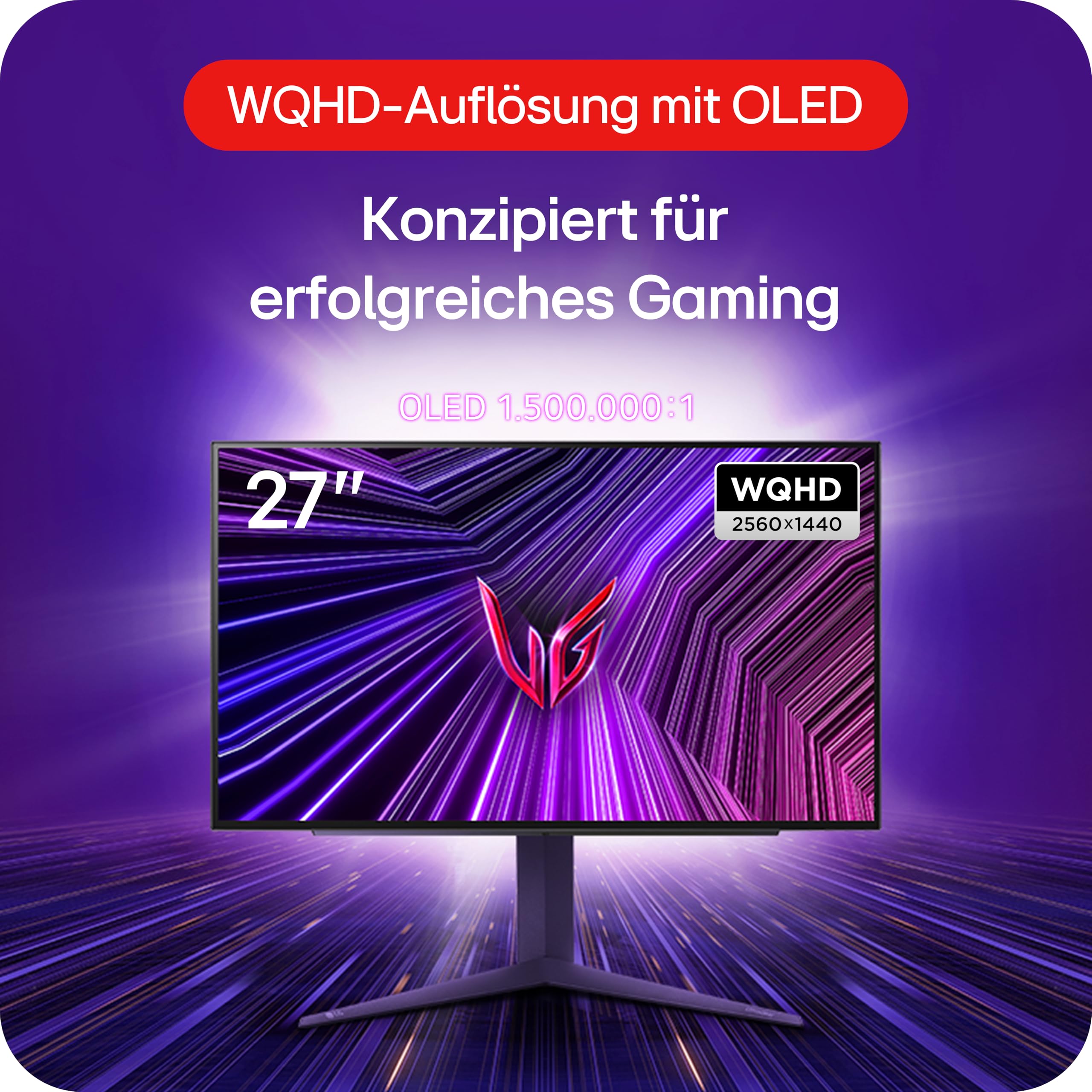 LG Electronics 27GS95QE-B.AEU Ultragear™ OLED Gaming Monitor 27", 2560 x 1440, 16:9, 0,03 ms GtG, 240 Hz, HDR10, DisplayHDR™400 True Black, DCI-P3 98,5%, NVIDIA G-Sync™, AMD FreeSync™ - Schwarz 3