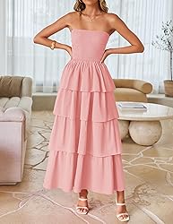 ZESICA Women‘s Summer Boho Strapless Maxi Dress