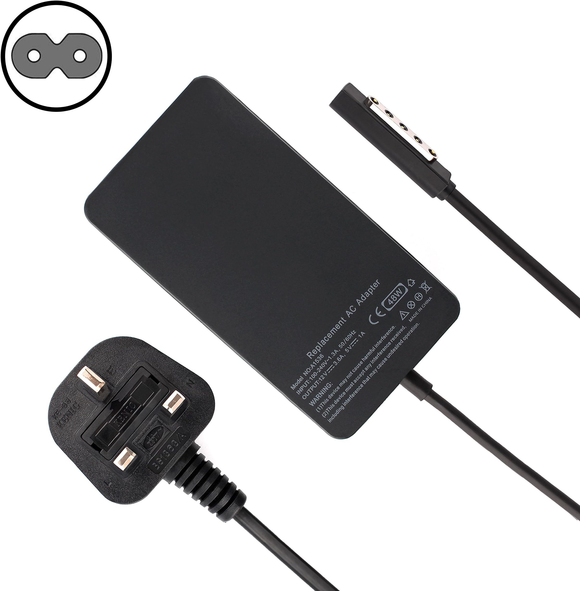 JUYOON 48W Power Adapter 12V 3.6A Charger with Extra Long 6ft Cable for Microsoft Surface Pro 1 Pro 2 RT