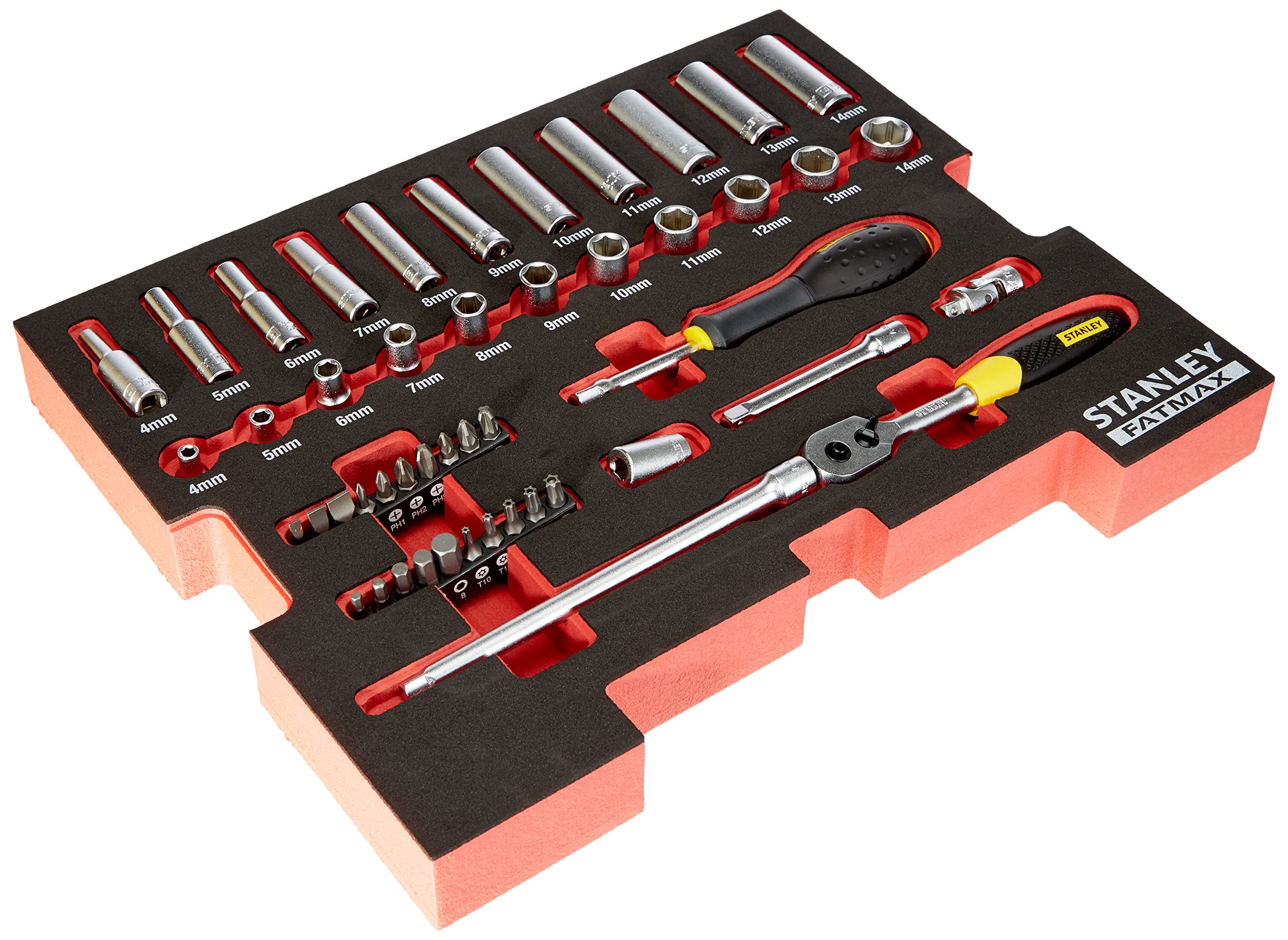 STANLEY FATMAX FMHT0-74295 TSTAK Inlay Set, Multi-Colour, 1/4-Inch, Set of 48 Piece