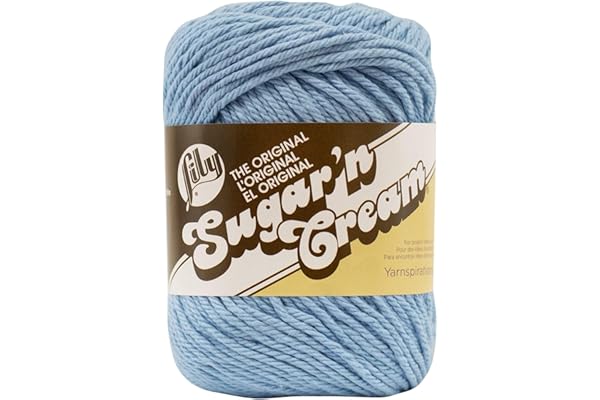 Lily Sugar 'N Cream The Original Solid Yarn, 2.5oz, Medium 4 Gauge, 100% Cotton - Light Blue - Machine Wash & Dry