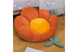 Goodliest Flower Seat Cushion Cute Floor Pillow Thickened Flower Shape Floor Pillows Seating for Adults Floor Cushions for Relax Yoga Meditation Orange 25.59" x 23.62"