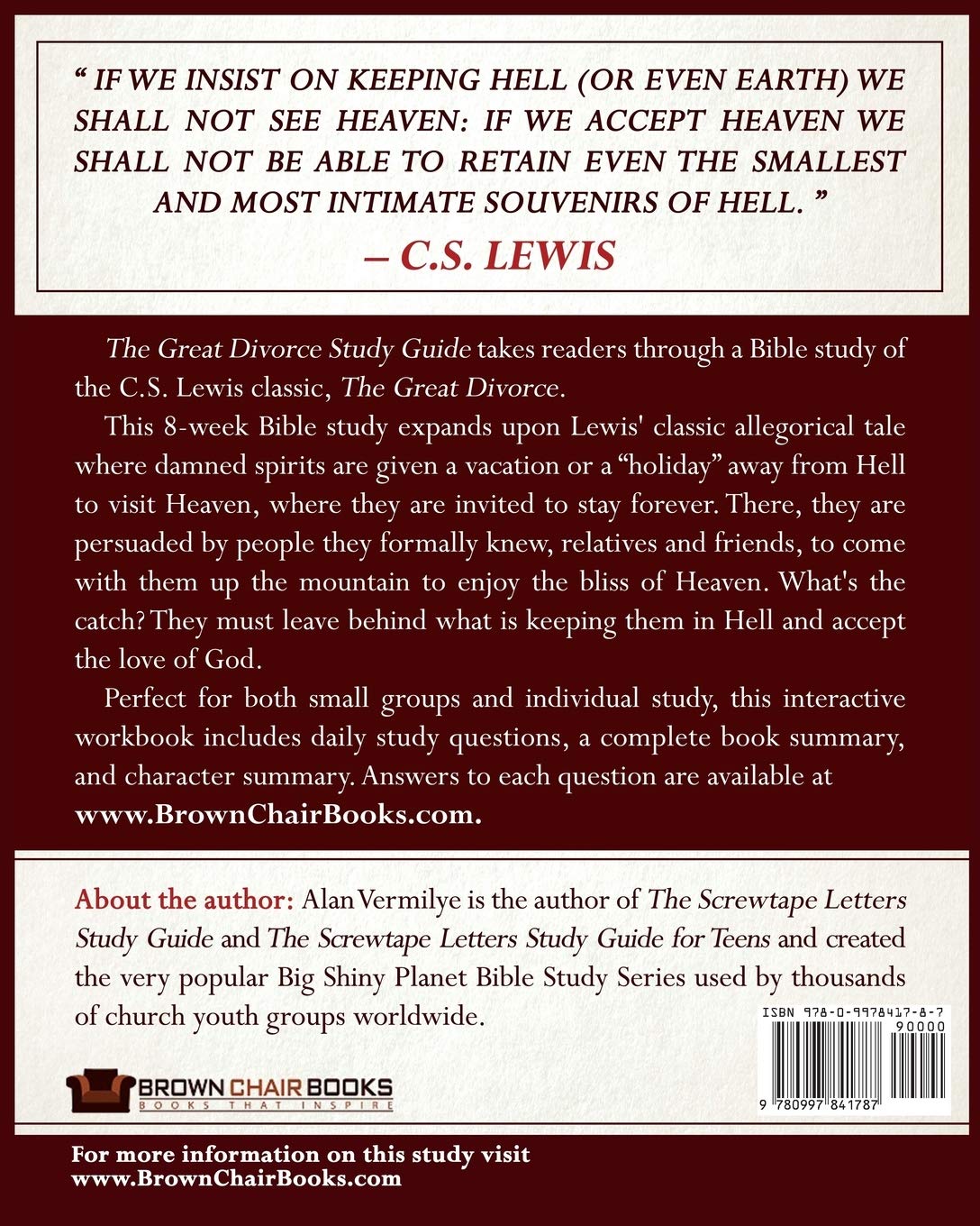 The Great Divorce Study Guide A Bible Study On The C S Lewis Book The Great Divorce Cs Lewis Study Vermilye Alan 9780997841787 Amazon Com Books