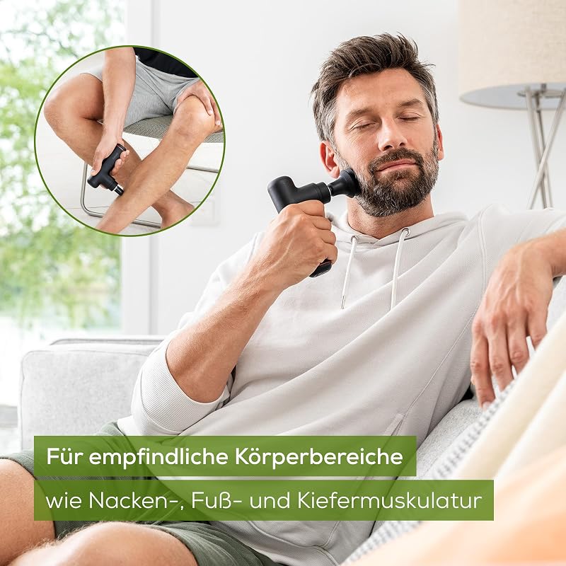 MG 79 Massage Gun Sensitive, kompakte Massagepistole mit 3 Aufsätzen, sanfte Triggerpunktmassage für empfindliche Körperbereiche, handliches Muskelmassagegerät mit 3 Intensitätsstufen