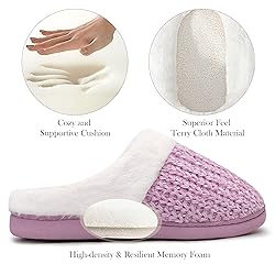 shoeslocker Slippers for Women Memory Foam Fuzzy