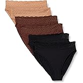 Amazon Essentials Women's Peached Microfiber with Lace Trim High Waisted High Leg Panty, Pack of 6